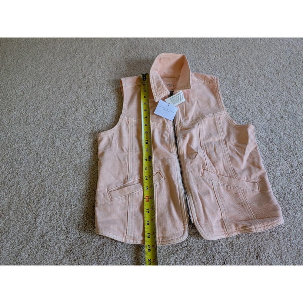 American Eagle Womens Small Denim Jacket Vest Full Zip NWT Biker Trucker Light - Picture 6 of 13